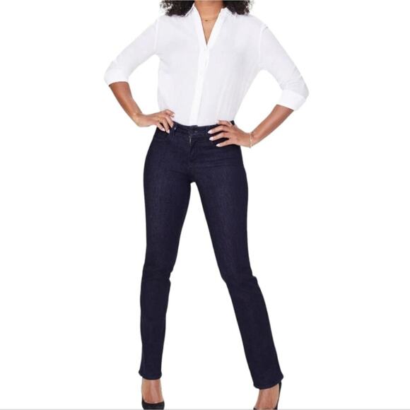 NYDJ Marilyn Straight Super Dark Wash‎ Stretch Jeans Plus Size 22W - Picture 1 of 14